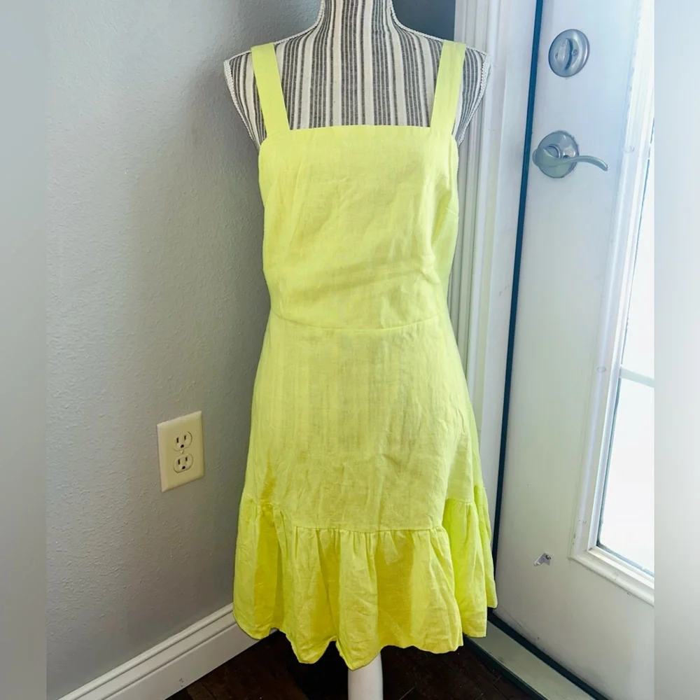 NY&Co Yellow Linen Blend Flare Dress (NWT) - Picture 2 of 8